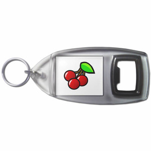 Fruit Machine Cherries - Plastic Key Ring Bottle Opener