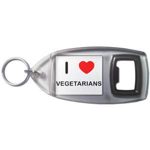 I Love Vegetarians - Plastic Key Ring Bottle Opener I Love Vegetarians - Plastic Key Ring Bottle Opener