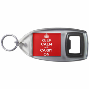 Red Keep Calm and Carry On - Plastic Key Ring Bottle Opener Red Keep Calm and Carry On - Plastic Key Ring Bottle Opener