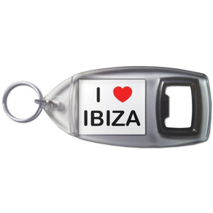 I Love Ibiza - Plastic Key Ring Bottle Opener