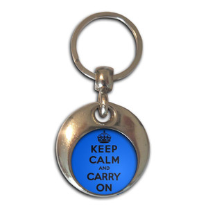 Blue Keep Calm and Carry On - Round Metal Key Ring Blue Keep Calm and Carry On - Round Metal Key Ring