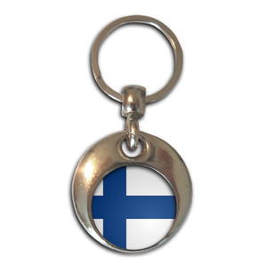 Finland Flag - Round Metal Key Ring