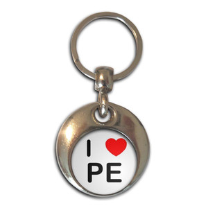 I Love PE - Round Metal Key Ring