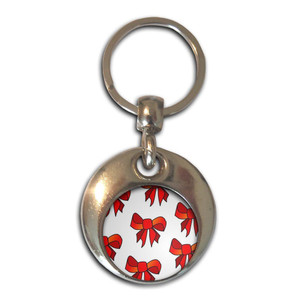 Bow Pattern - Round Metal Key Ring
