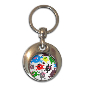Skull Bow Pattern 3 - Round Metal Key Ring Skull Bow Pattern 3 - Round Metal Key Ring