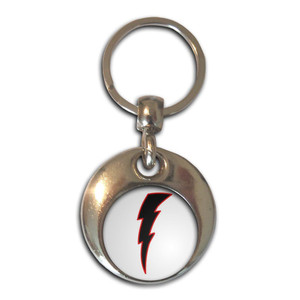 Lightning Bolt Black - Round Metal Key Ring