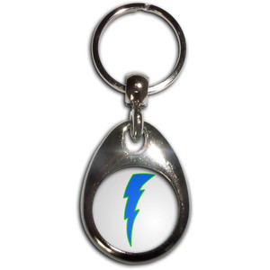 Lightning Bolt Blue - Tear Drop Metal Key Ring Lightning Bolt Blue - Tear Drop Metal Key Ring