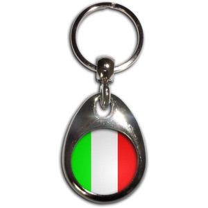 Italy Flag - Tear Drop Metal Key Ring