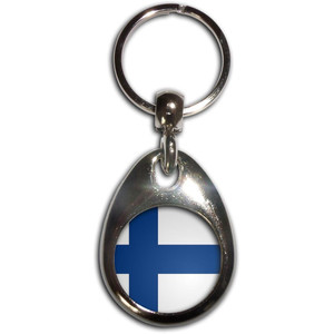 Finland Flag - Tear Drop Metal Key Ring