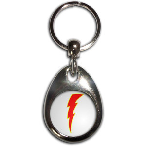 Lightning Bolt Red - Tear Drop Metal Key Ring