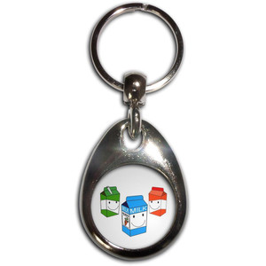 Milk & Juice Cartons - Tear Drop Metal Key Ring Milk & Juice Cartons - Tear Drop Metal Key Ring
