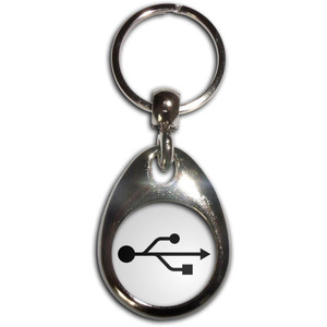USB Logo - Tear Drop Metal Key Ring