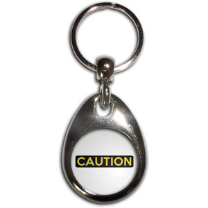 Caution - Tear Drop Metal Key Ring Caution - Tear Drop Metal Key Ring