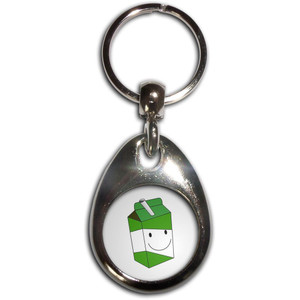 Apple Juice Carton - Tear Drop Metal Key Ring