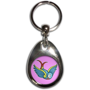 Swallow - Tear Drop Metal Key Ring