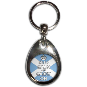 Scotland Flag Keep Calm and Carry On - Tear Drop Metal Key Ring