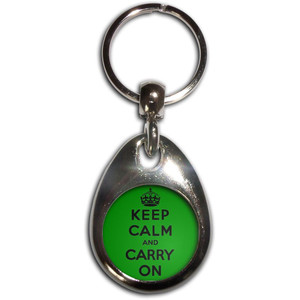 Green Keep Calm and Carry On - Tear Drop Metal Key Ring Green Keep Calm and Carry On - Tear Drop Metal Key Ring