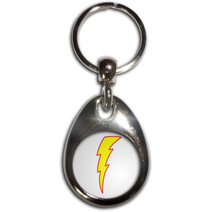 Lightning Bolt White - Tear Drop Metal Key Ring Lightning Bolt White - Tear Drop Metal Key Ring
