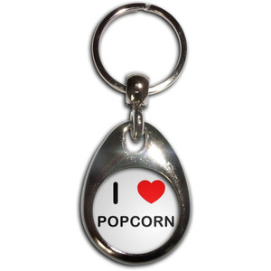 I Love Popcorn - Tear Drop Metal Key Ring
