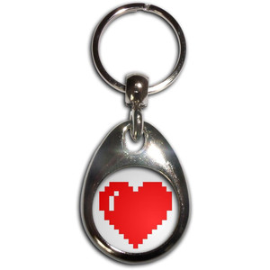 Pixel Heart - Tear Drop Metal Key Ring