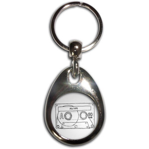 Cassette Tape - Tear Drop Metal Key Ring