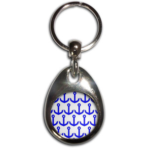Anchor Blue Pattern - Tear Drop Metal Key Ring Anchor Blue Pattern - Tear Drop Metal Key Ring