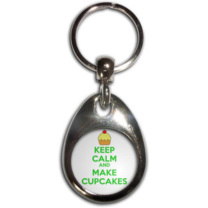 Keep Calm and Make Cupcakes - Tear Drop Metal Key Ring