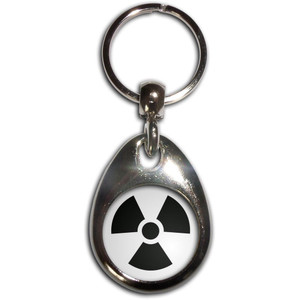 Black Nuclear Symbol - Tear Drop Metal Key Ring Black Nuclear Symbol - Tear Drop Metal Key Ring
