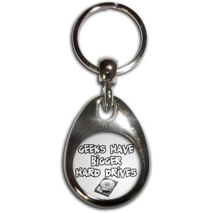 Geeks Have Bigger Hard Drives - Tear Drop Metal Key Ring Geeks Have Bigger Hard Drives - Tear Drop Metal Key Ring