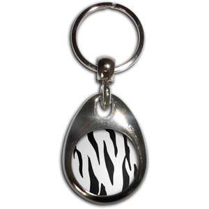 Zebra Print - Tear Drop Metal Key Ring