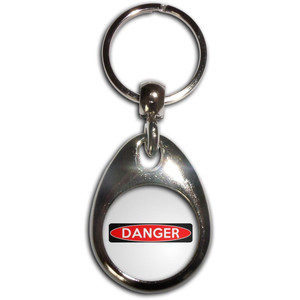 Danger - Tear Drop Metal Key Ring