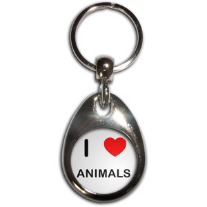 I Love Animals - Tear Drop Metal Key Ring