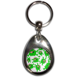 Skull Bow Pattern 2 - Tear Drop Metal Key Ring Skull Bow Pattern 2 - Tear Drop Metal Key Ring