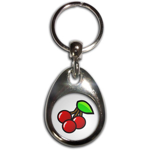 Fruit Machine Cherries - Tear Drop Metal Key Ring Fruit Machine Cherries - Tear Drop Metal Key Ring