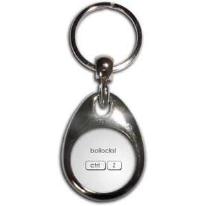 Ctrl Z - Bollocks - Tear Drop Metal Key Ring