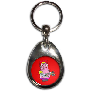 Red Girl Robot - Tear Drop Metal Key Ring Red Girl Robot - Tear Drop Metal Key Ring
