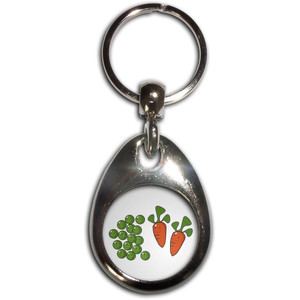 Peas and Carrots - Tear Drop Metal Key Ring Peas and Carrots - Tear Drop Metal Key Ring
