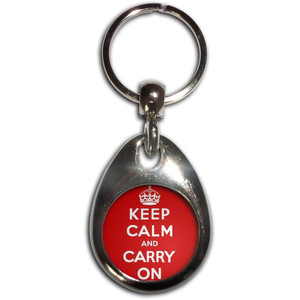 Red Keep Calm and Carry On - Tear Drop Metal Key Ring Red Keep Calm and Carry On - Tear Drop Metal Key Ring