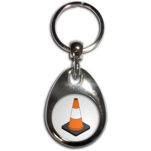 Traffic Cone - Tear Drop Metal Key Ring