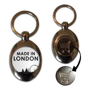 Made in London - Silver £1/€1 Shopping Key Ring