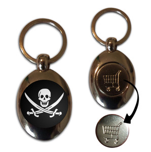 Jolly Roger - Silver £1/€1 Shopping Key Ring