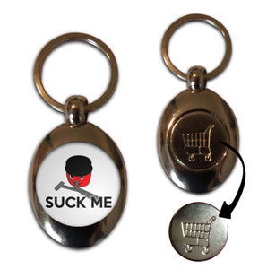 Suck Me - Silver £1/€1 Shopping Key Ring