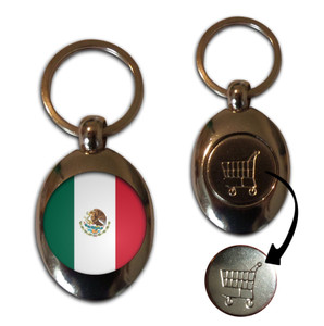 Mexico Flag - Silver £1/€1 Shopping Key Ring