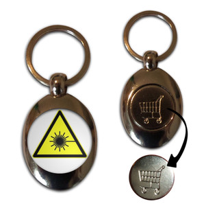 Laser Radiation - Silver £1/€1 Shopping Key Ring