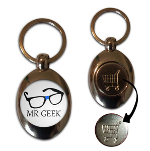 Mr Geek - Silver £1/€1 Shopping Key Ring Mr Geek - Silver £1/€1 Shopping Key Ring