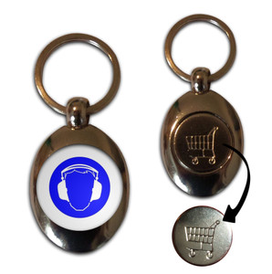 Ear Protection - Silver £1/€1 Shopping Key Ring