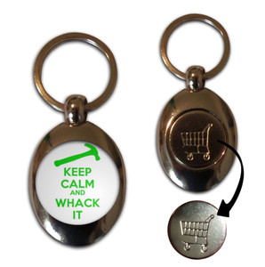 Keep Calm and Whack It - Silver £1/€1 Shopping Key Ring