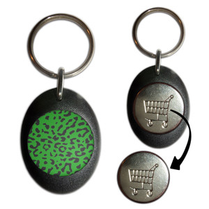 Green Leopard Print - Shopping Trolley Key Ring