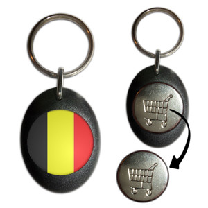 Belgium Flag - Shopping Trolley Key Ring