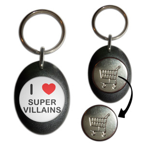 I Love Super Villains - Shopping Trolley Key Ring I Love Super Villains - Shopping Trolley Key Ring
